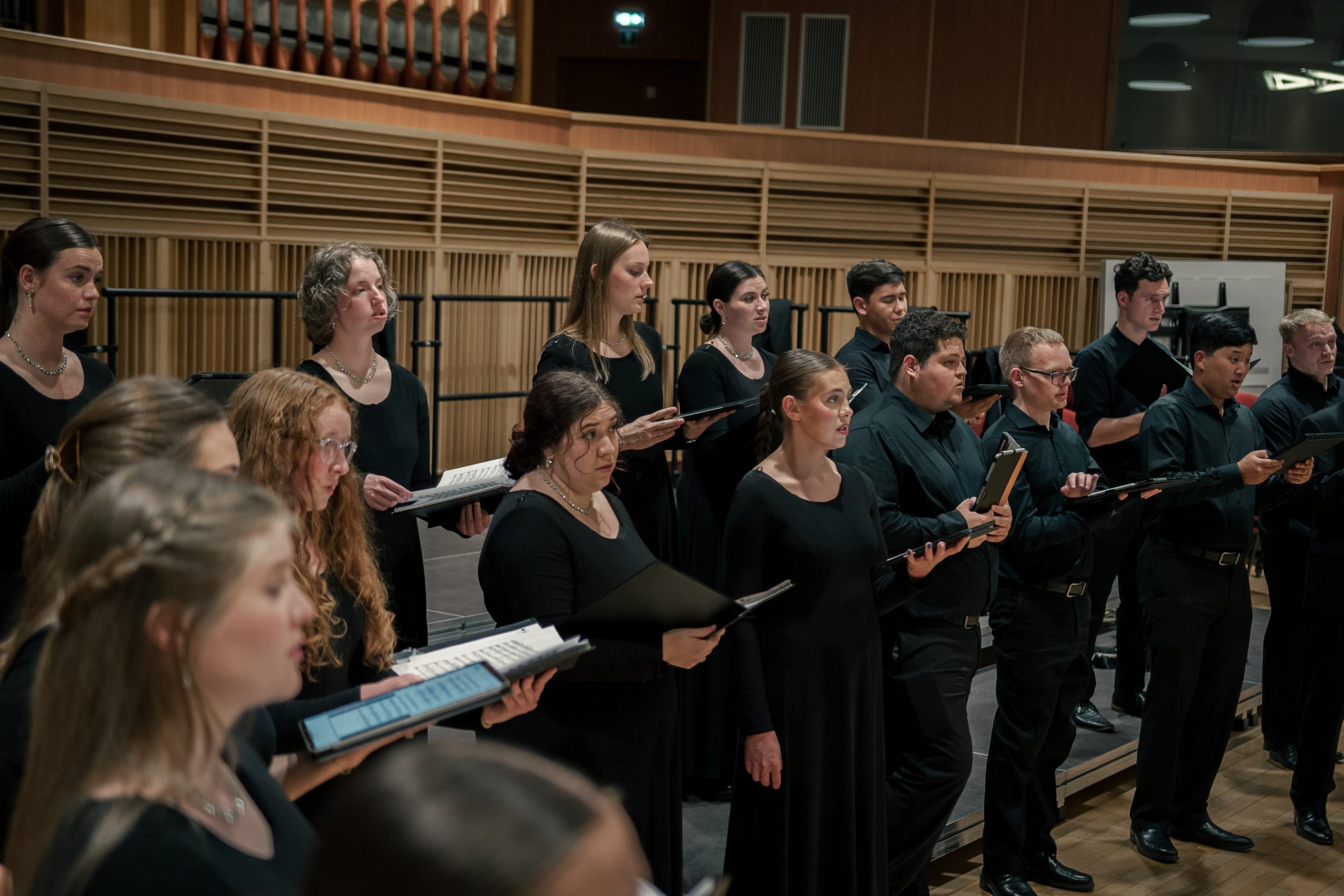 BYU Singers rehearsing for a concert during their extended tour in Europe